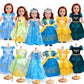 18 Inch Doll Clothes Accessories, 6Pcs Princess Costume Set With Crown Fits For 18 Inch Girl Dolls, Gift For Girl Christmas Birt