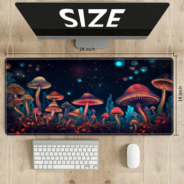 For Mtg Playmat Tcg Board Game Mat Plus 50 Pcs Card Sleeves, 24 X 14 Table Mats Neon Mushroom Game Mousepad With Soft Surface No