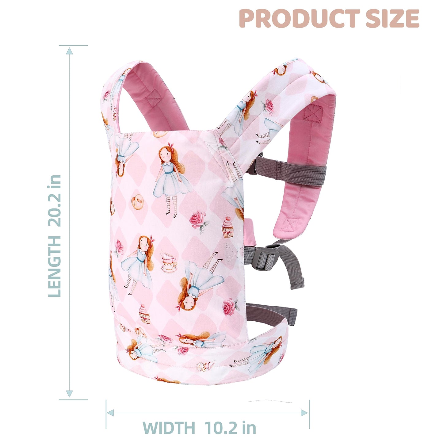 Baby Doll Carrier Front and Back Baby Doll Accessories Backpack Kid Toddlers Play Toy Baby Carriers for Babydoll Pretend with Adjustable Straps for Little Girls (Sweet Girl)
