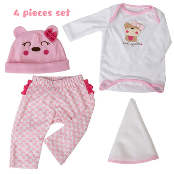 Ekokiz Reborn Baby Dolls Clothes Girl Cute Bear Pattern Baby Clothes For 17-22 Inches Realistic Newborn Baby Dolls Baby Girls' C