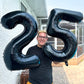 25 Balloon Number, Black Number 25Th Birthday Balloons 40 Inch, 25 Or 52 Years Old Black Birthday Decorations For Men Women, 25T