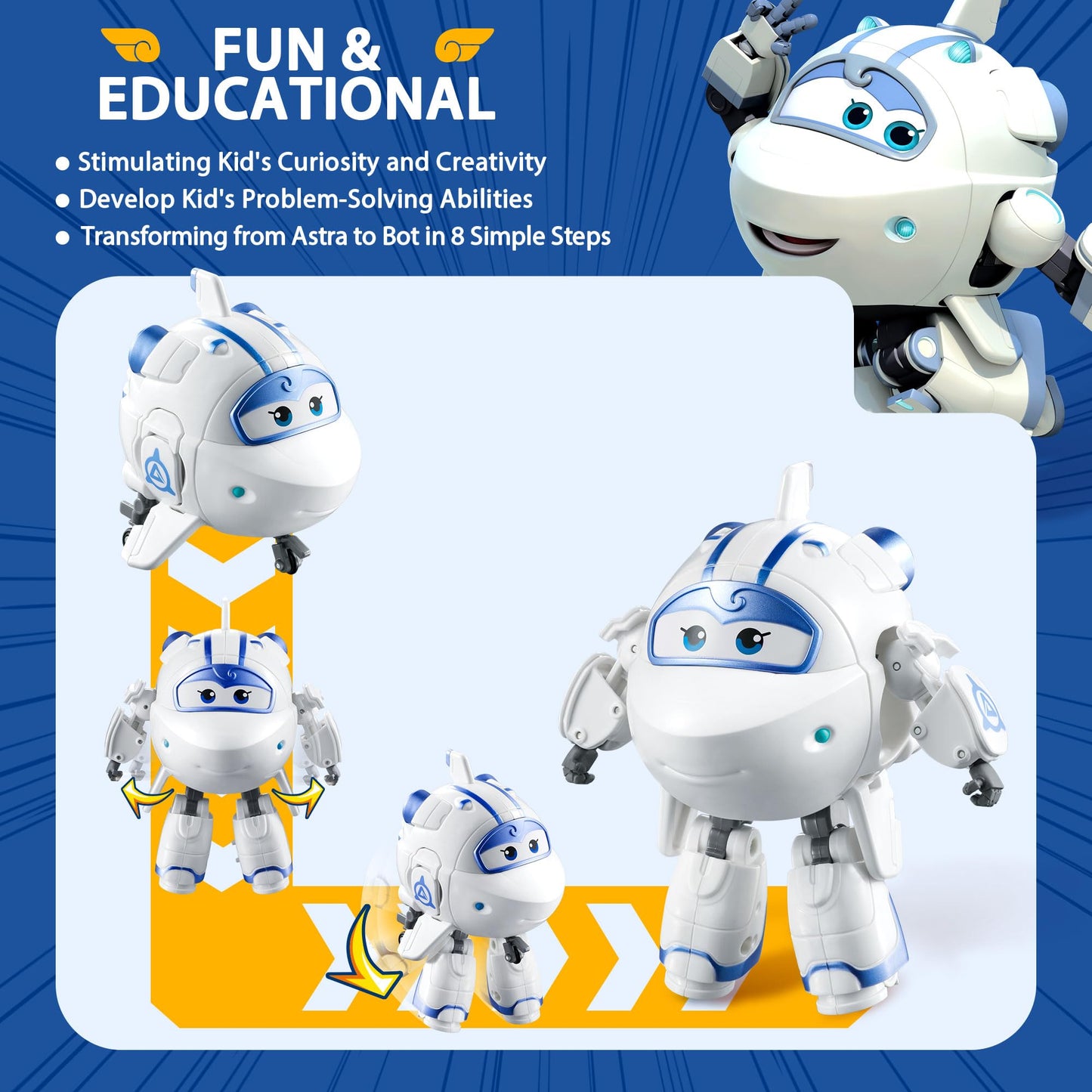 Super Wings Transforming Astra Toy Figure - 5" Scale Plastic Spaceship/Bot Model US720224