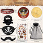 Harrycle 144 Pcs Pirate Party Favors Supplies Include Pirate Bracelet Nautical Tattoo Button Pin Eye Patch Gold Coin Gem Ring Mu