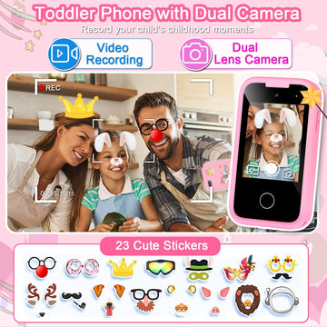 Kids Smart Phone Toys for Girls, Christmas Birthday Gifts for 3-10 Year Old Girl Boy Kids Toys, 2.8'' Touchscreen Toddler Learni