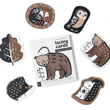 Wee Gallery Woodland Animals Lacing Cards for Toddlers, Montessori Learning Activity, Medium Size, Paper, Model wg131