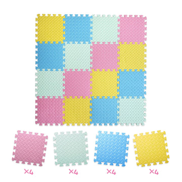 Tamiplay 16 Tiles Foam Play Mat For Baby, Soft & Safe Eva Foam Mats For Floor, Square Baby Play Mat, Colored Kids Foam Puzzle Floor Mat, 47X47 Play Mat For Playpen(Pink/Yellow/Light Blue/Green)