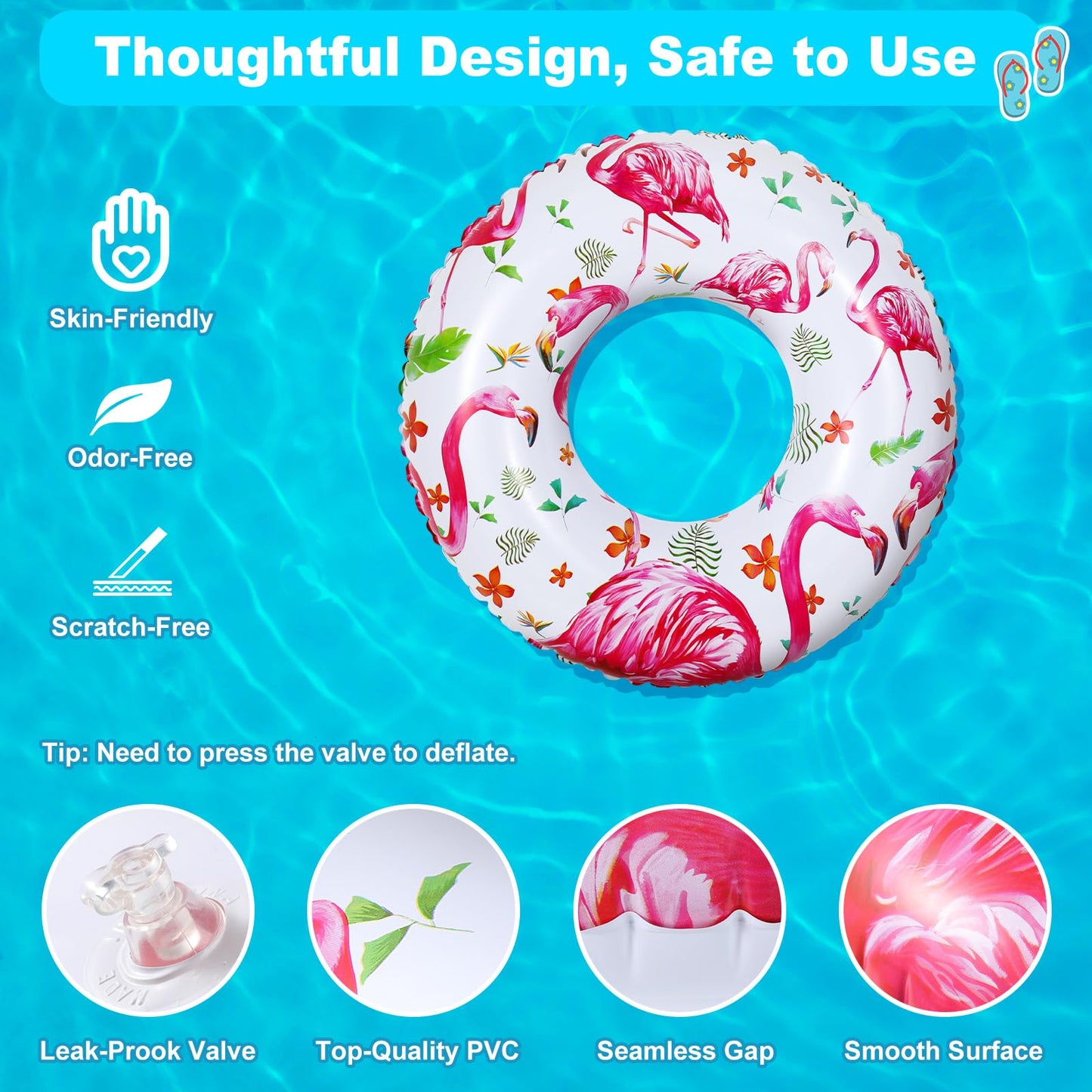 Heysplash Cartoon Swim Ring, Inflatable Durable Round Shaped Flamingo Summer Pool Beach Party Swimming Float Tube Water Fun Swim