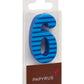 Papyrus Number 6 Birthday Candle, Blue Stripes (1-Count)