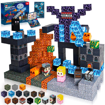 Magnetic Blocks - 100PCS Build Magnetic Dark Castle - Magnetic Toys for Montessori Toddler Christmas Birthday Gifts - STEM Senso