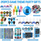 HyDren 243 Pcs Video Game Party Favors Includes Video Game Goodie Treat Boxes Punch Balloons Silicone Bracelets Keychains Badges