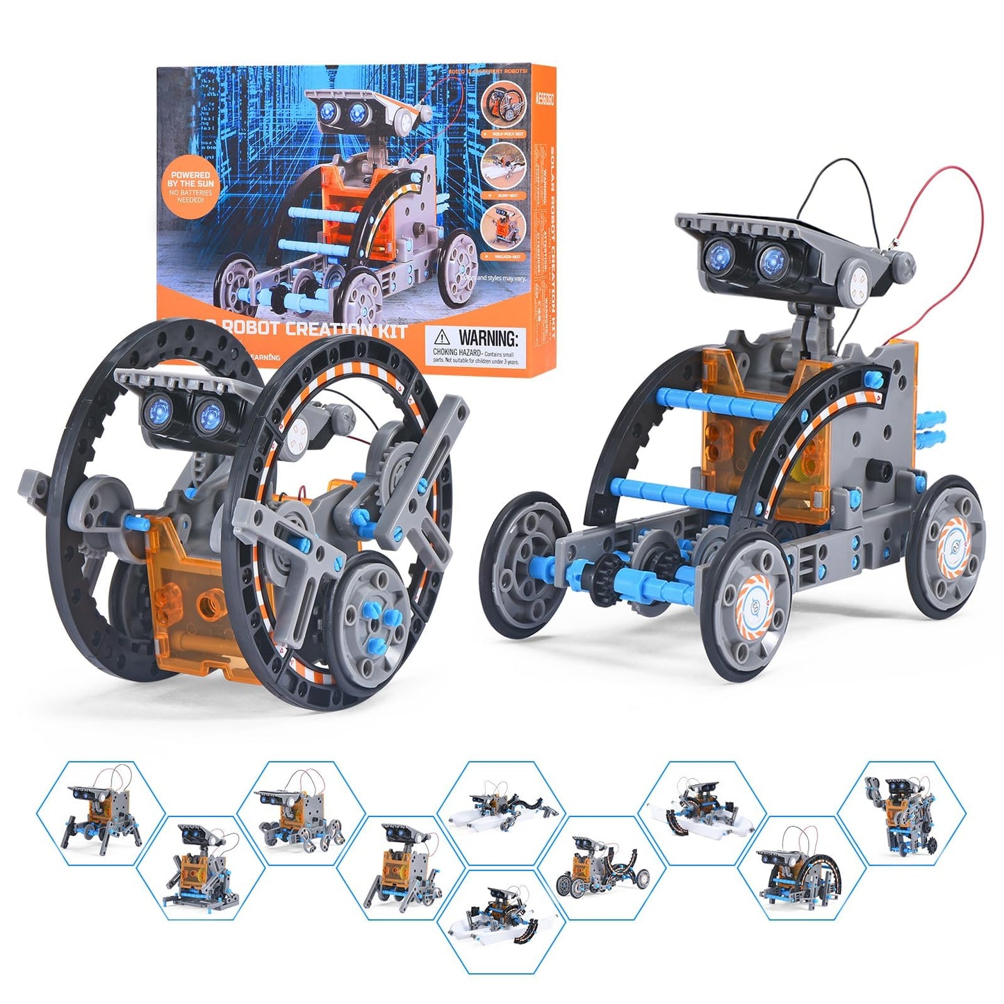 RAESOOT 12-in-1 STEM Solar Robot Toy for Ages 8-13, Blue, Plastic, Ideal Science Kit for Boys 10 Years Old, Great Birthday Gift