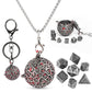 Kabinka Mini DND Dice Set, D100 Hollow Metal Dice Necklace, 7PCS Tiny D&D Dice with Keychain for Dungeons and Dragons, RPG, Port