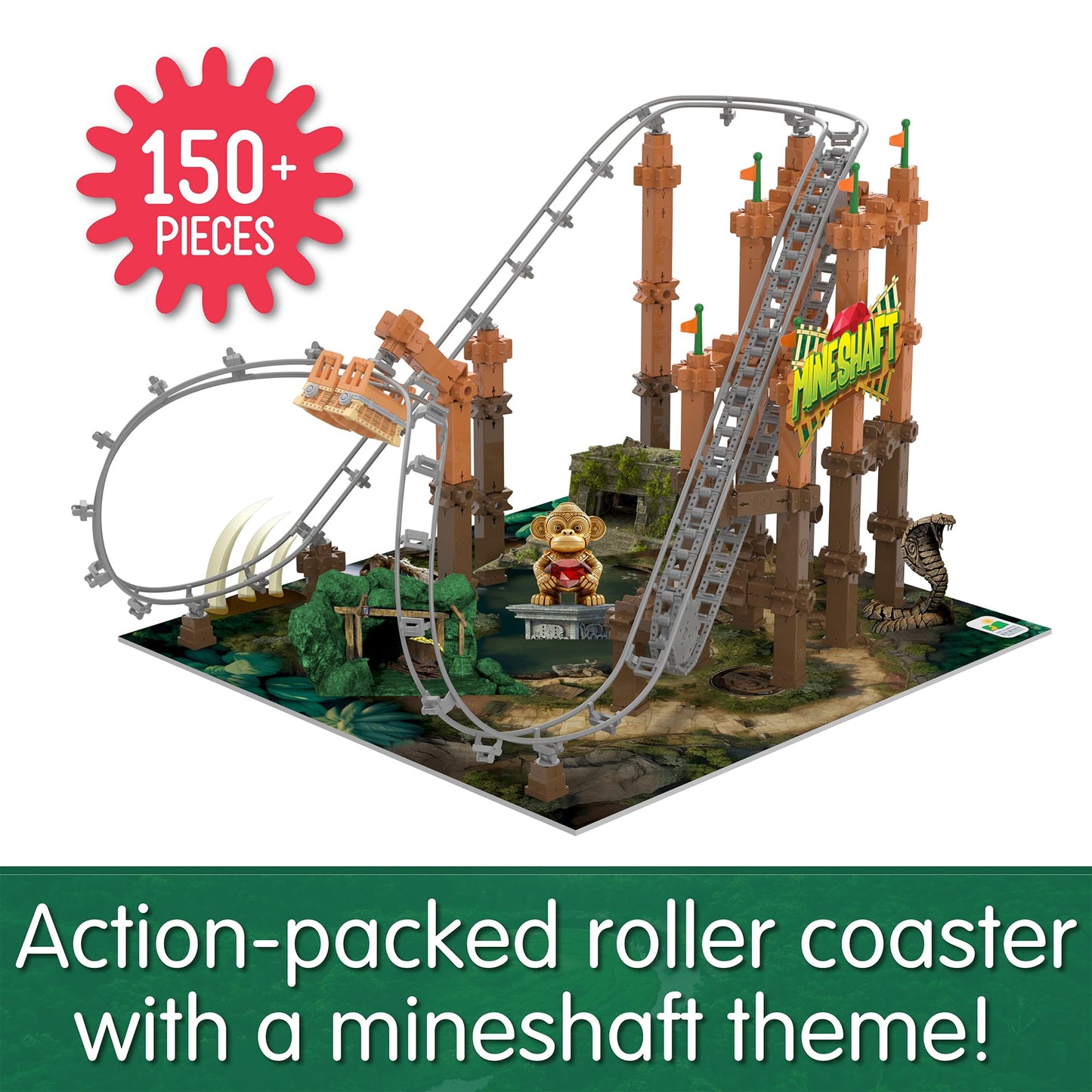 The Learning Journey International Techno Trax Mineshaft, Action Packed Roller Coaster Building Kit, Stem Gift For Boys And Girl