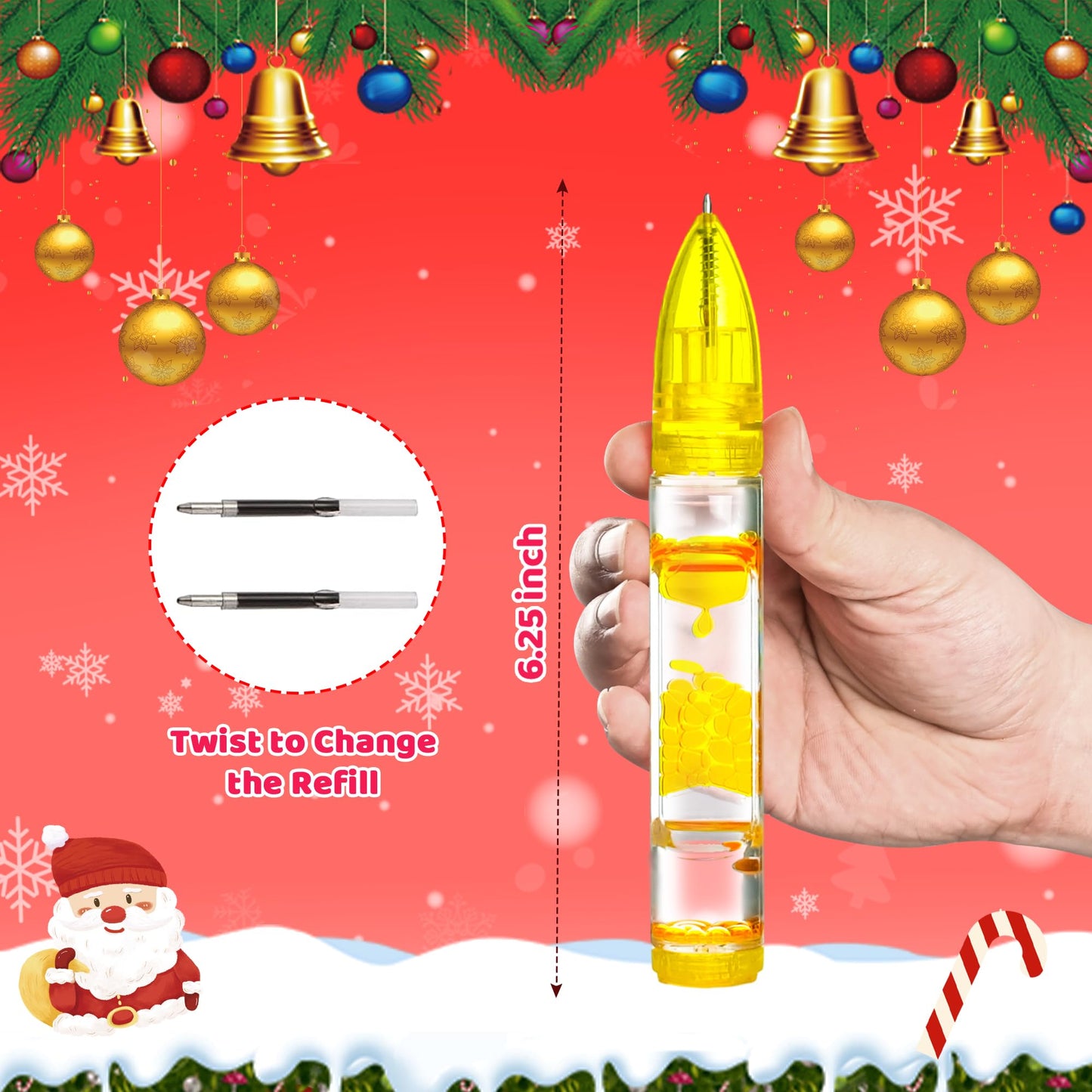 5Pcs Liquid Pens Christmas Stocking Stuffers For Kids, Liquid Motion Bubble Fun Cool Pens Autism Adhd Anxiety Stress Relief Item