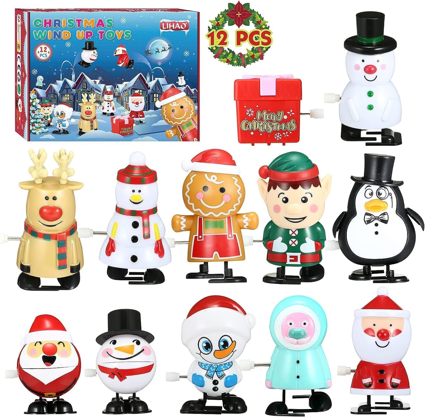 Lihao 12 Pcs Wind Up Toys, Christmas Stocking Stuffers Goody Bag Fillers Party Favors For Kids Xmas Party