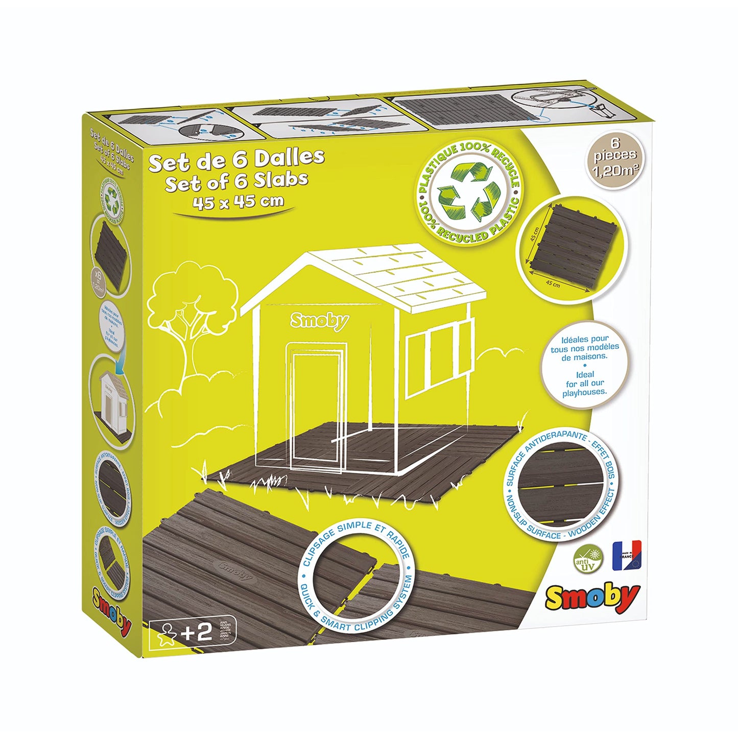 Smoby- Set Of 6 Playhouse, Floor Tiles, Brown, Indoor Or Outdoor Use, Plastic, Convenient For Use With Most Playhouses, For Ages 2 And Up