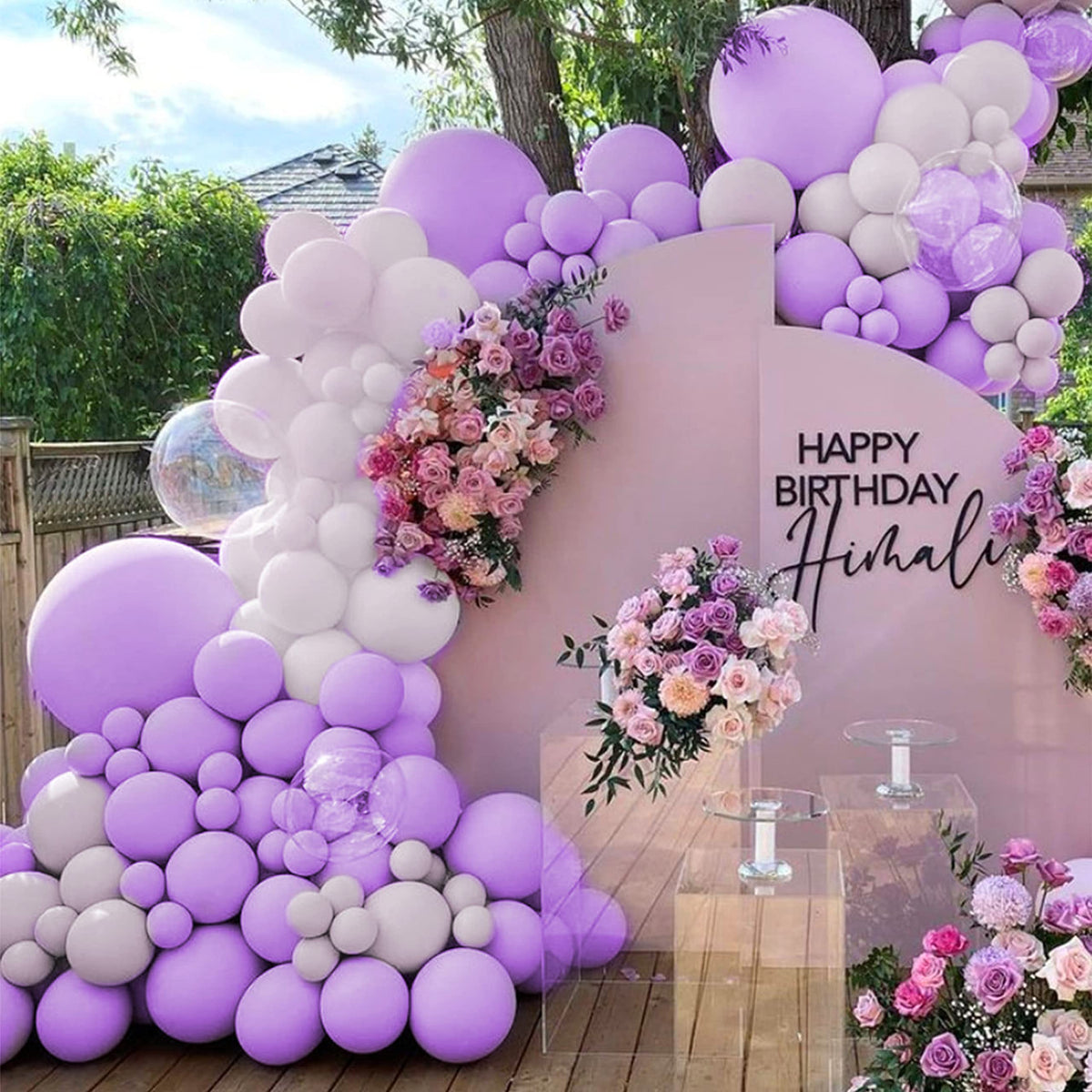 ITAF Purple & White Balloons For Birthday/Anniversary/Engagement/Wedding/Baby Shower/Farewell/Any Special Event Theme Party Deco