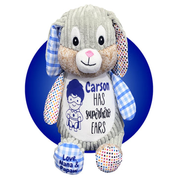 Ear Tube Gifts for Kids - Personalized with name + color choice - Ear Tube Get Well Soon Stuffed Animal - Ear Surgery Recovery G