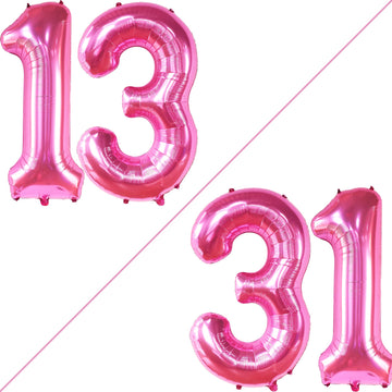 Katchon, Hot Pink 13 Balloon Numbers - Giant, 40 Inch | Hot Pink 13Th Birthday Balloons For Girls | 13Th Birthday Decorations For Girls | Hot Pink Number 13 Balloons | Hot Pink 13 Birthday Decorations