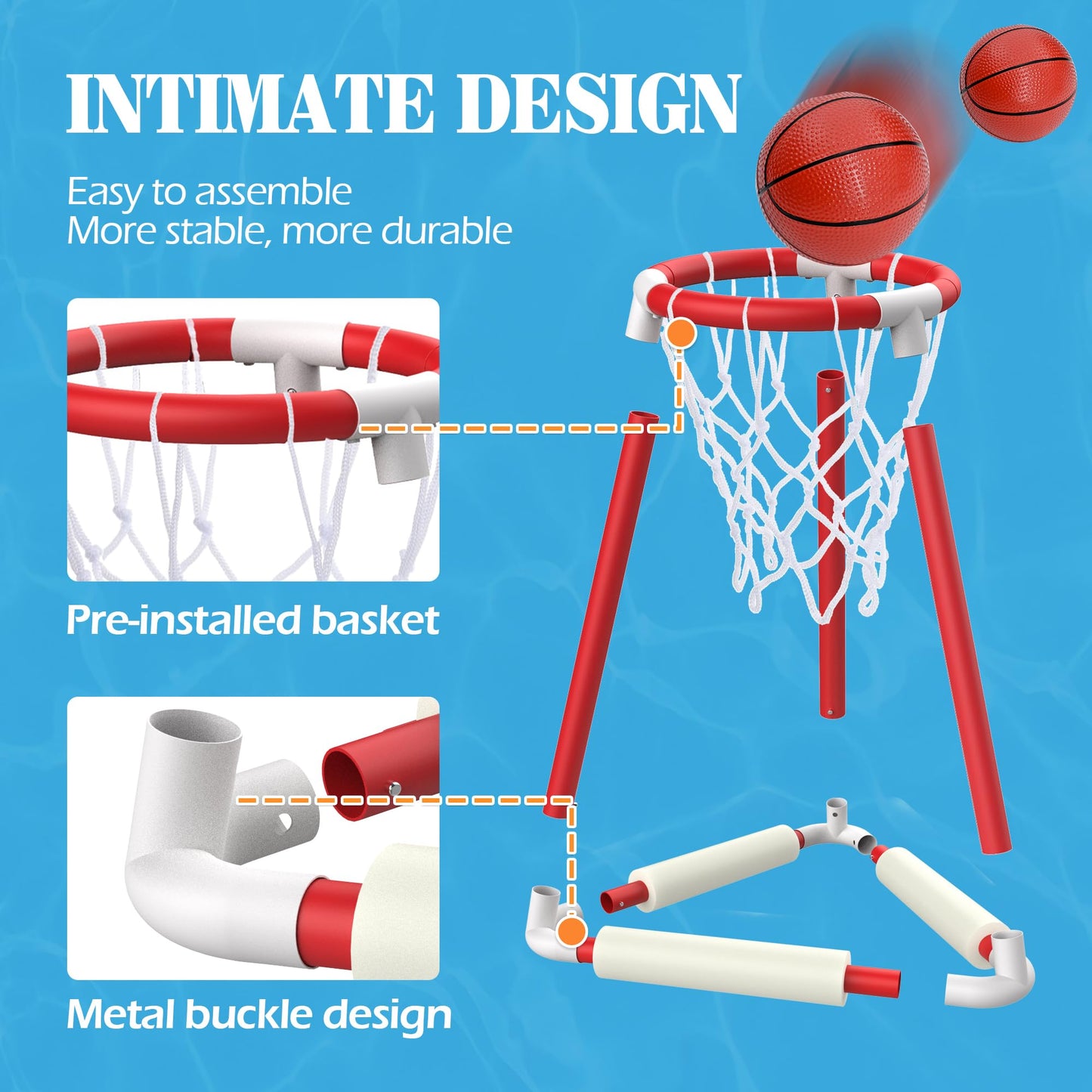 Ropodalife Pool Basketball Hoop - Floating Basketball Set For Fun Indoor Outdoor Play, Pool Games For Kids And Adults
