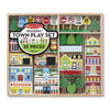 Melissa & Doug Wooden Town Play Set (32 pcs) - Multi Color, Includes Storage Tray, Model 98141, Pretend Play for Kids