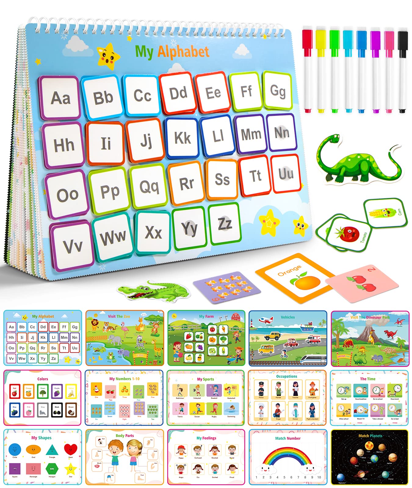 Busy Book for Toddlers,Montessori Preschool Learning Activities,32 Themes Educational Toys for 1-3,Autism Learning Materials Toy