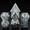 Cracked Glass DND Dice 7 Piece Black Zircon Dice with Great Gift Case for DND Dungeons and Dragon Tabletop Game (Black Glass wit