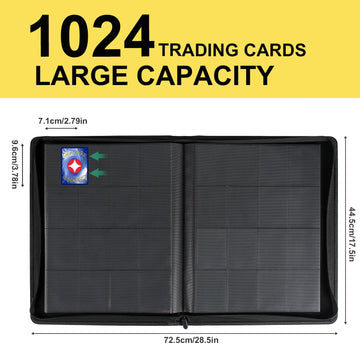 GEAoffice enhanced 1000 Trading Card Binder  Large Side Loading 16 Pocket Card Collection Binder Album Folder for MTG  TCG & Sports  Yellow