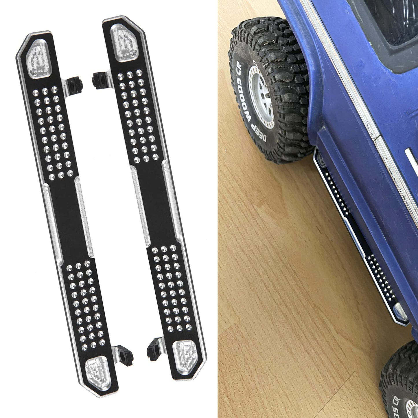 Vgoohobby Aluminum Side Pedal Step Foot-Plate Pedal Running Board Compatible With Traxxas Trx4 Defender Bronco 1/10 Rc Crawler C