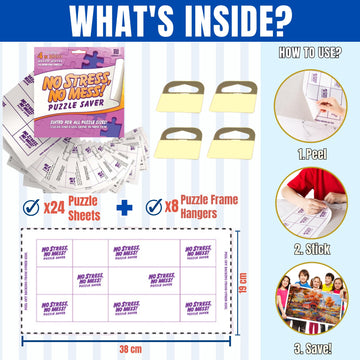 Preserve 4X 1000 Pieces Jigsaw Puzzles - Agreatlife 24 Sheets No Stress, No Mess Puzzle Saver For Large Puzzles- Use These Glue Sheets To Preserve Your Finished Masterpiece