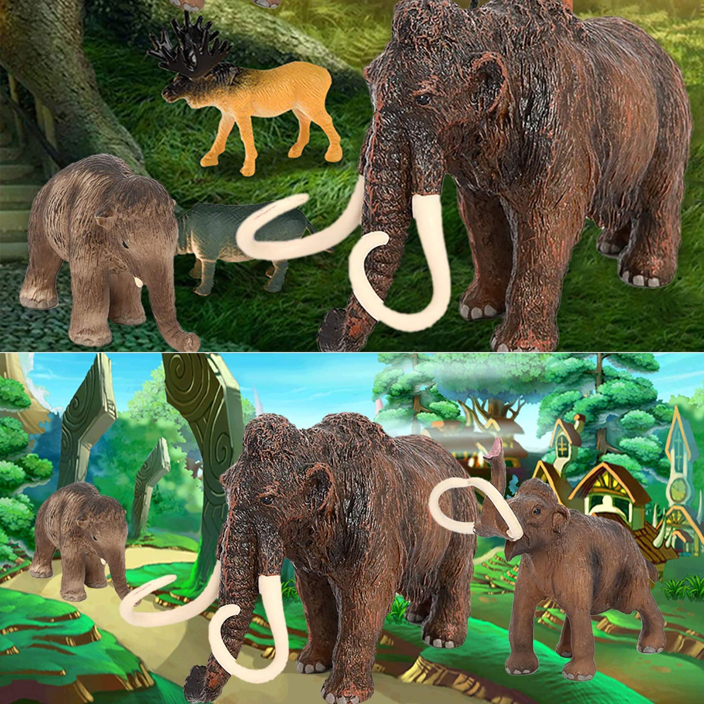 Vankcp 3Pcs Figurines Mammoth Family Toys,Realistic Ancient Elephant Figurines Model, Cake Toppers Playset Eduactional Toys Part