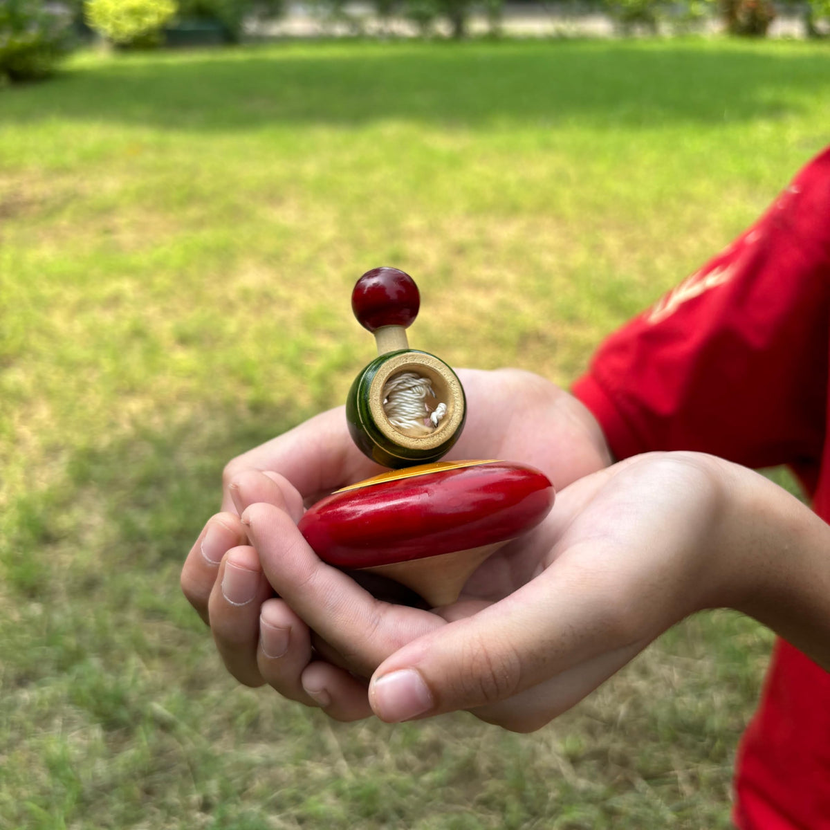 Handmade Wooden Spinning Tops | Fine Motor Skills | Traditional Non Toxic Toy By Indian Artisans | Indoor & Outdoor Sensory Fun 