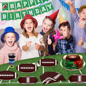 Bqk 96 Pcs Football Plates And Napkins Party Supplies Football Birthday Party Decorations Football Party Supplies Football Party