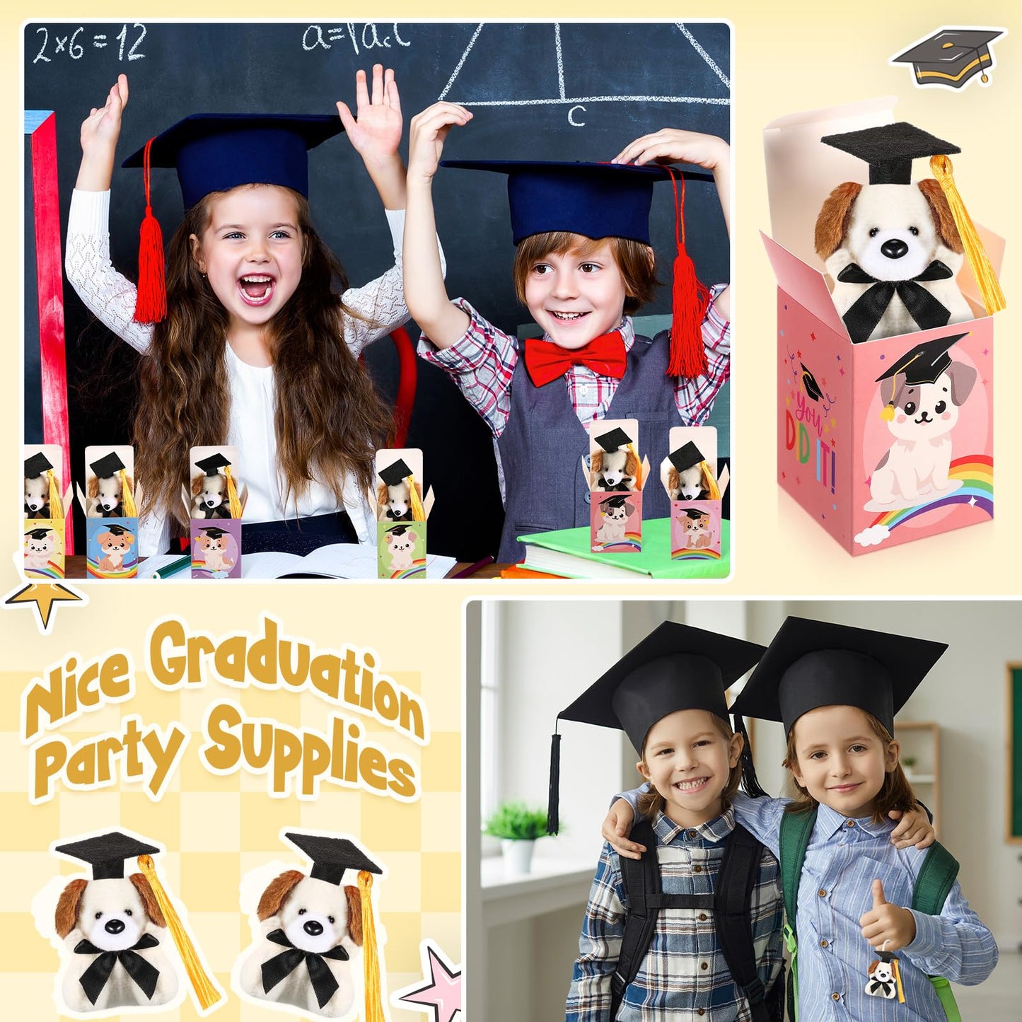 Trnayi 24 Set Mini Graduation Plush Dog With Graduation Gifts Box Graduation Stuffed Animal Keychain With Cap Gift Set For 2025