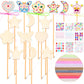 Chinco Princess Fairy Wands Kit Include Wooden Fairy Wands, Gem Stickers, Ribbons Unfinished Wooden Diy Magical Crafts Moon Butterfly Magical Crafts For Girls Make Your Own Princess(36 Sets)