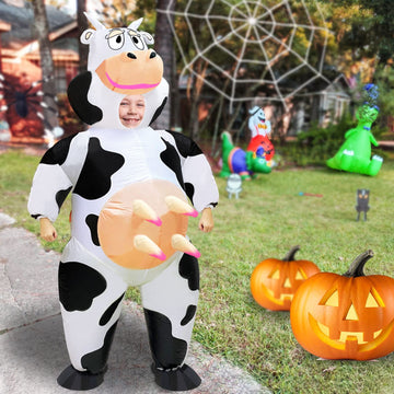 Camlinbo Child Inflatable Halloween Costume Cow For Kids Boys Girls Full Body Blows Up Halloween Costumes Cosplay Party