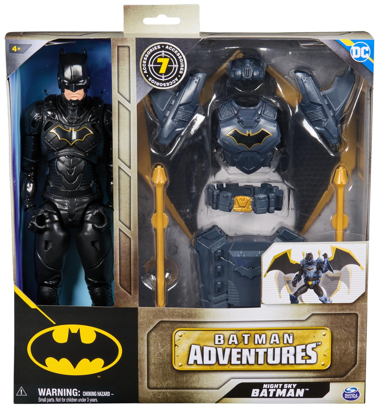 Spin Master Batman Adventures 12" Action Figure - Night Sky Batman with Expandable Wings, Kids Toy for Ages 3+, Model 6070532