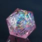 Cusdie 33MM D20 DND Dice with Sharp Edges and Glitter Foil Inclusions, Single 20 Sided D&D Dice, for Role Playing Game Dungeons