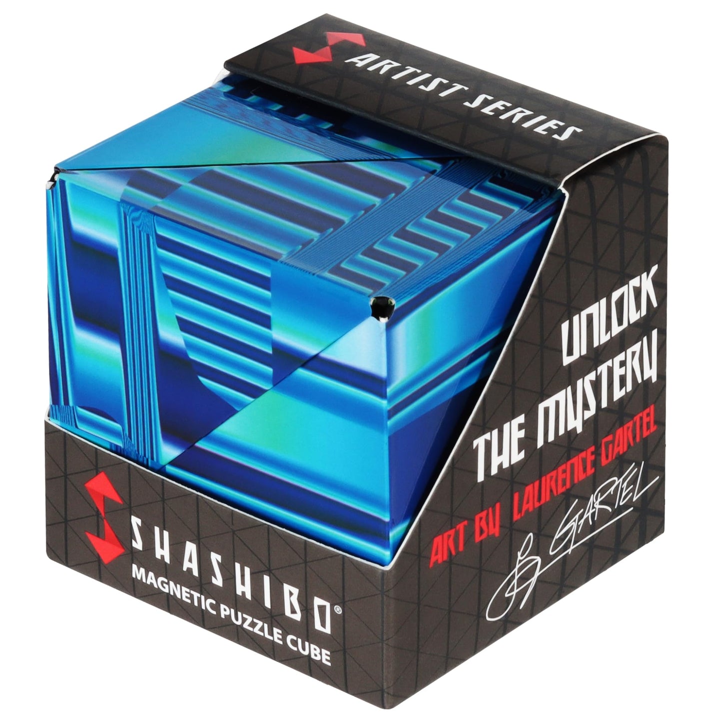 SHASHIBO Shape Shifting Box - STEM Magnetic Fidget Cube That Transforms Into Over 70 Shapes  Download Fun in Motion Toys Mobile App (Blue Crystal)