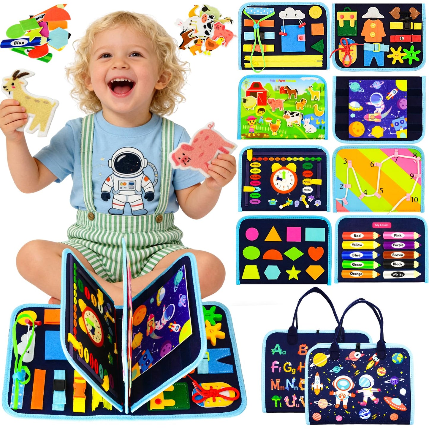 Toddler Busy Board Montessori Toys For Birthday Gifts (BlueSpace)