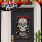 Tegeme 3 Pcs Day of The Dead Door Sign Flag Dia De Los Muertos Front Door Decoration Halloween Hanging Decor Banner Wall Flag Or