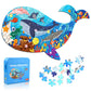 Jigsaw Puzzles For Kids Ages 4-8, 108 Pieces Whale Shaped Cardboard Puzzles For Animal Lovers, Sturdy Floor Puzzles Box And Poster, Educational Toys Gift For Boys Girls, 23.38 X 14.72 Inch