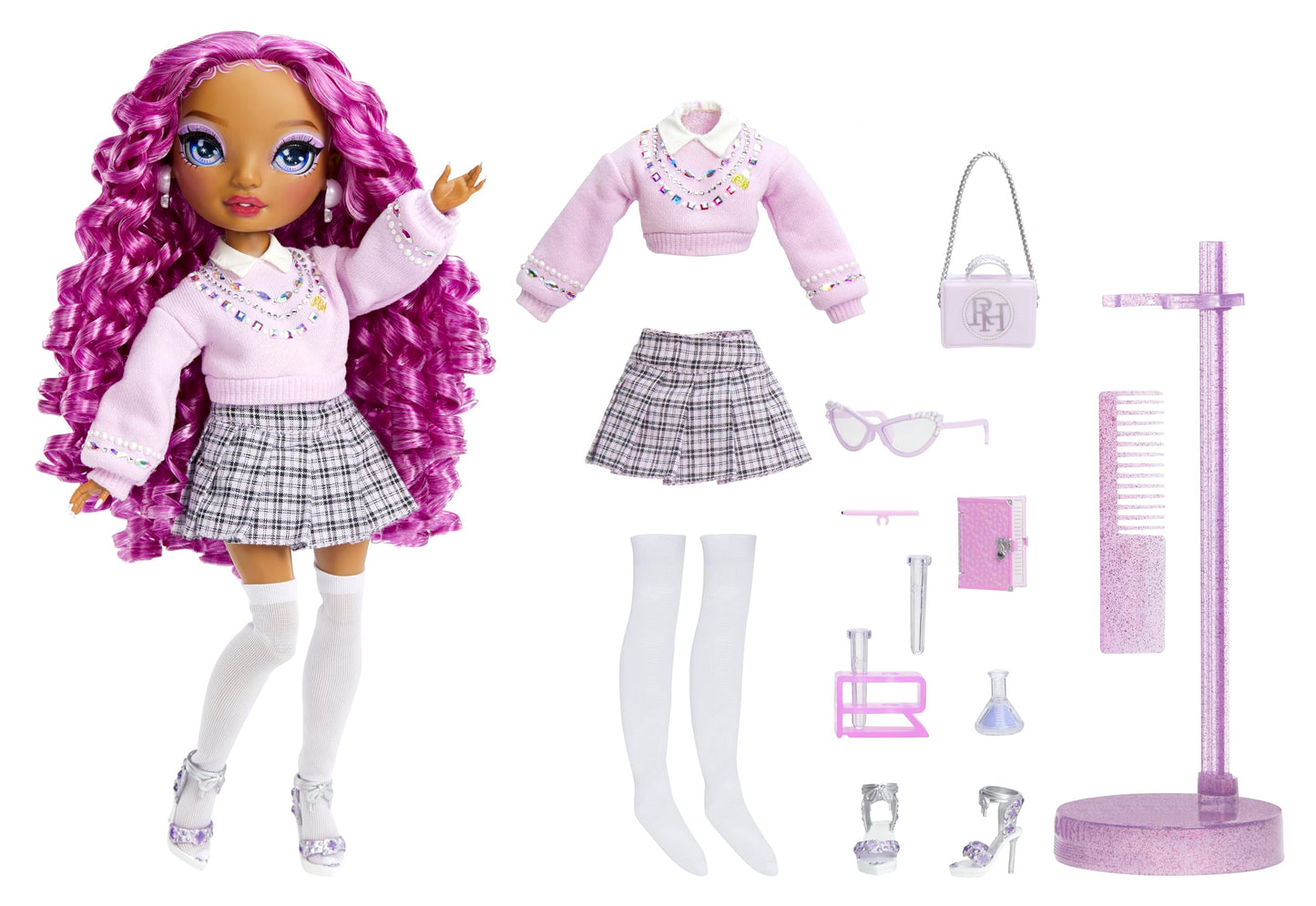 Rainbow High Lilac Fashion Doll with Accessories - Multicolor, Model 501930EUC, Perfect Gift for Kids Ages 4-12 and Collectors