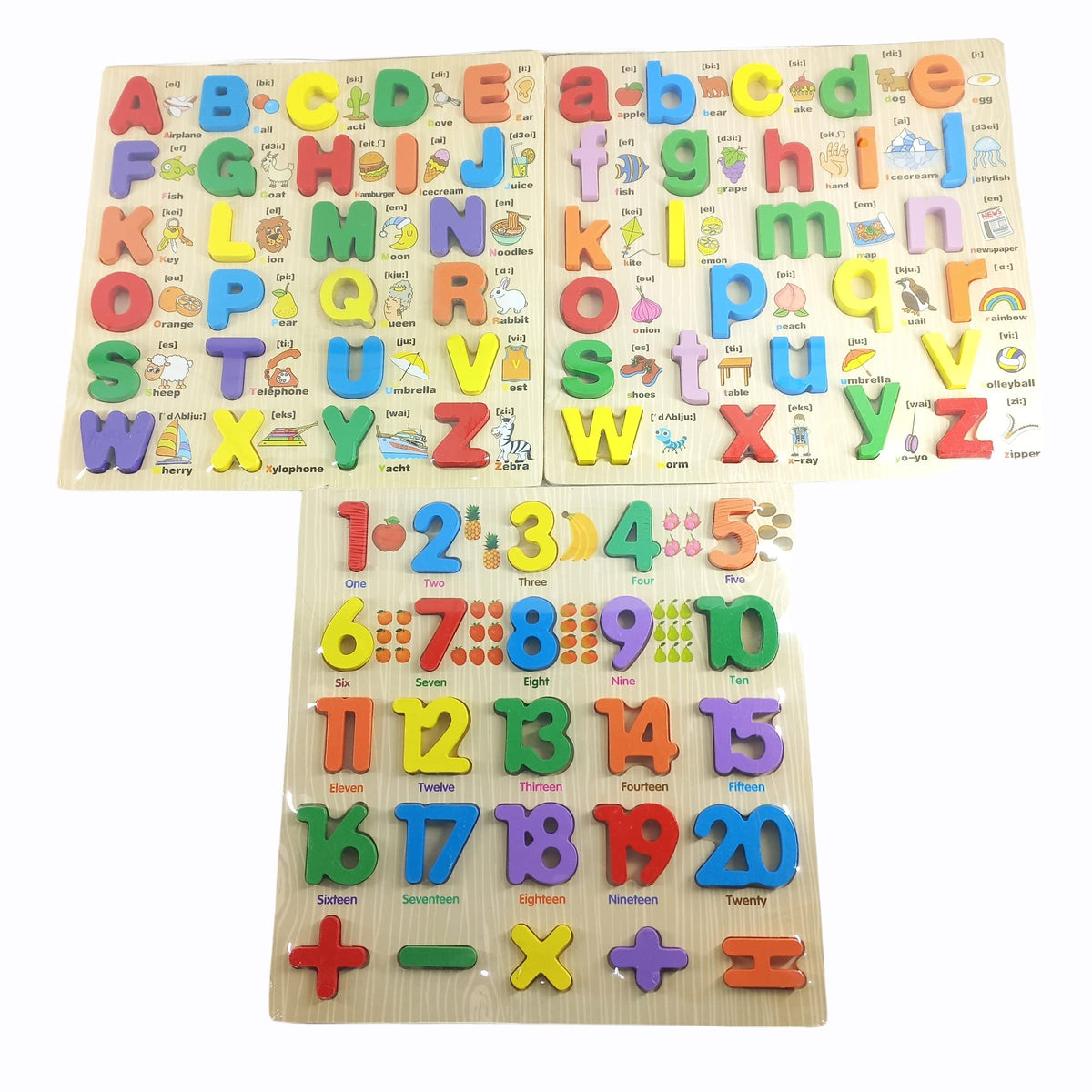 Grizzly Educational Cognitive Puzzle Learning Board Wooden Montessori Math Toy for Montessori Education (Set of 3 Boards)