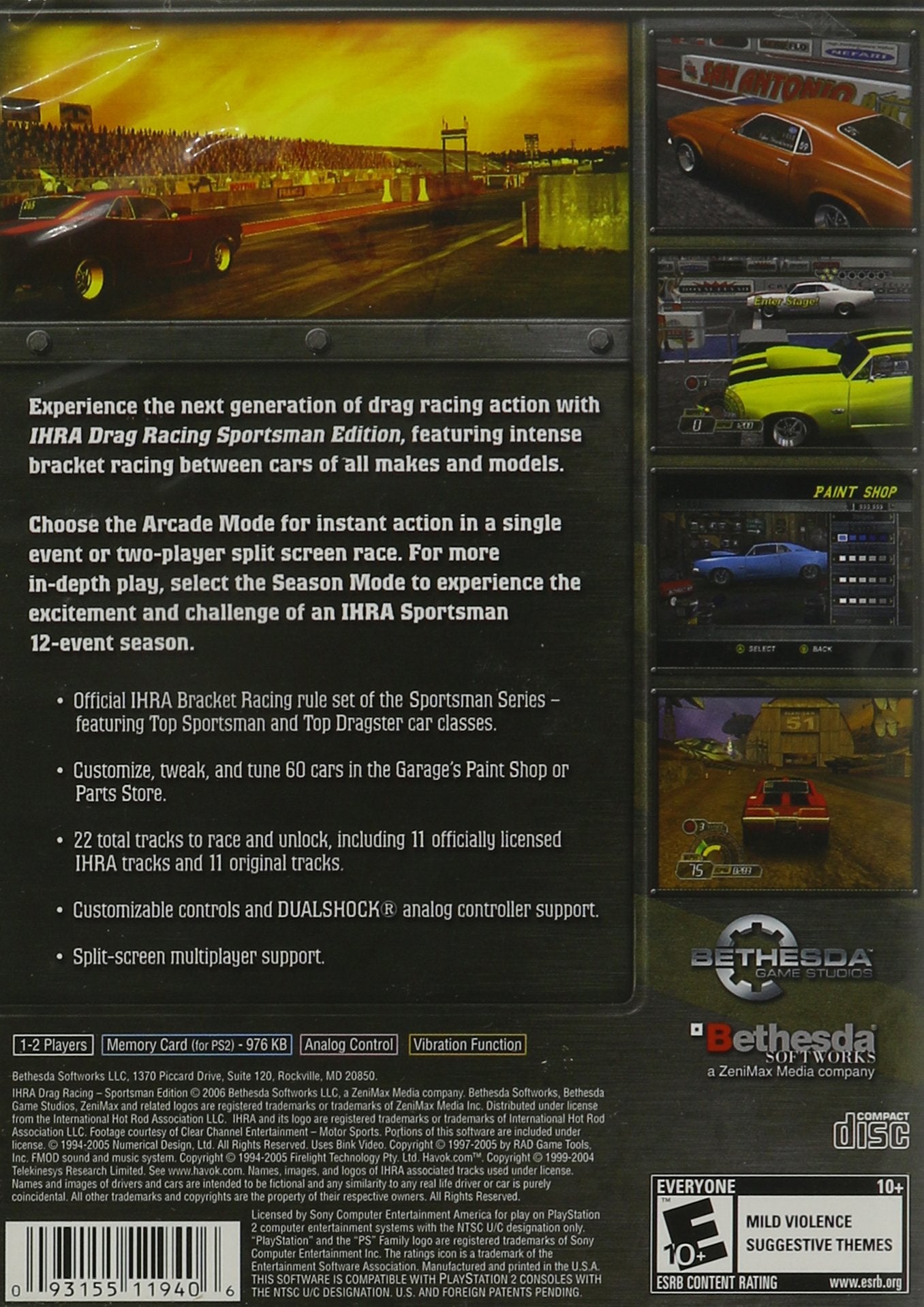 Bethesda IHRA Drag Racing (Sportsman Edition) - PlayStation 2 Game, Model 093155119406