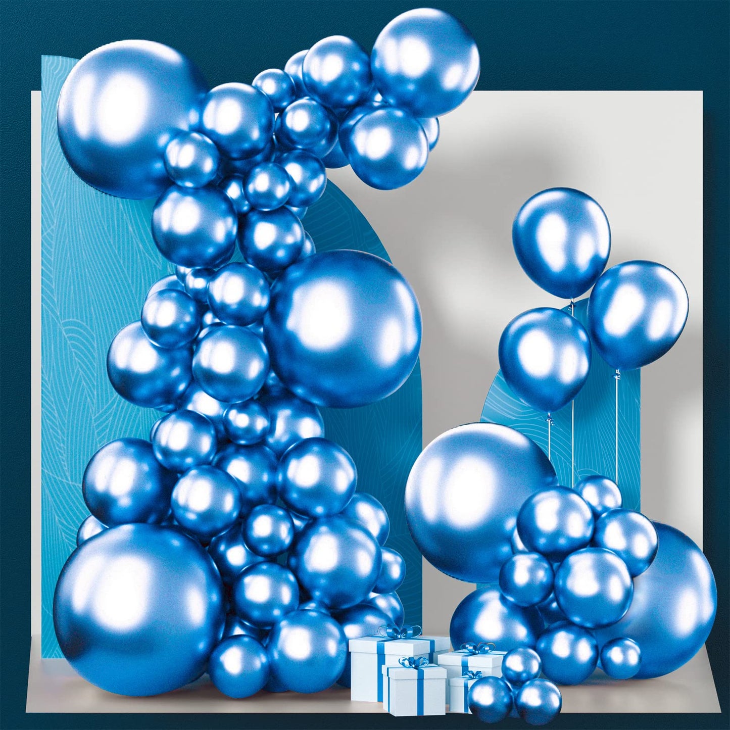 Partywoo Metallic Blue Balloons, 130 Pcs Blue Balloons Different Sizes Pack Of 18 Inch 12 Inch 10 Inch 5 Inch For Balloon Garland Arch As Birthday Decorations, Party Decorations, Wedding Decorations