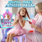 Lehoo Castle Pretend Play Kids Vanity Table And Chair Set, Girls Makeup Table With Mirror Stool Lights Music, Toddler Play Vanit