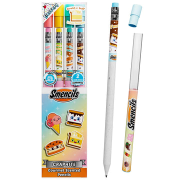 Smencils Dessert Scented Pencils - HB #2 Graphite Pencils Made from Recycled Newspapers, 4 Pack, Long-Lasting Gourmet Scents, Fu