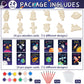 Justforjoyful 24Pcs Space Party Favors Space Cards with Art Supplies Outer Space DIY Wood Painting Craft Kits Astronaut Thank Yo