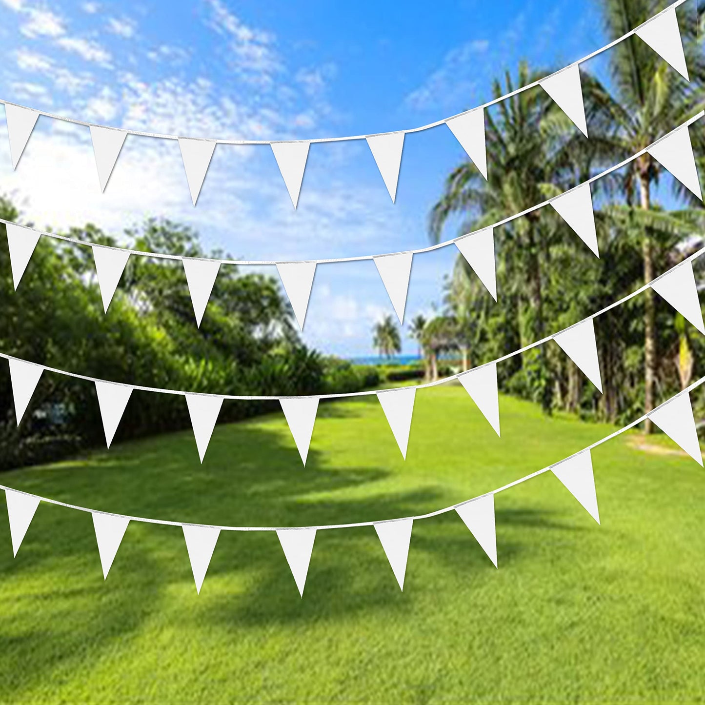 Consummate 100 Feet White Blank Pennant Banners Flags String Hanging Triangle Bunting Diy Flags For Grand Opening,Wedding,Kids B